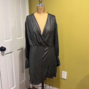 Zara Gold & Blue Sparkle Holiday Dress Size Medium